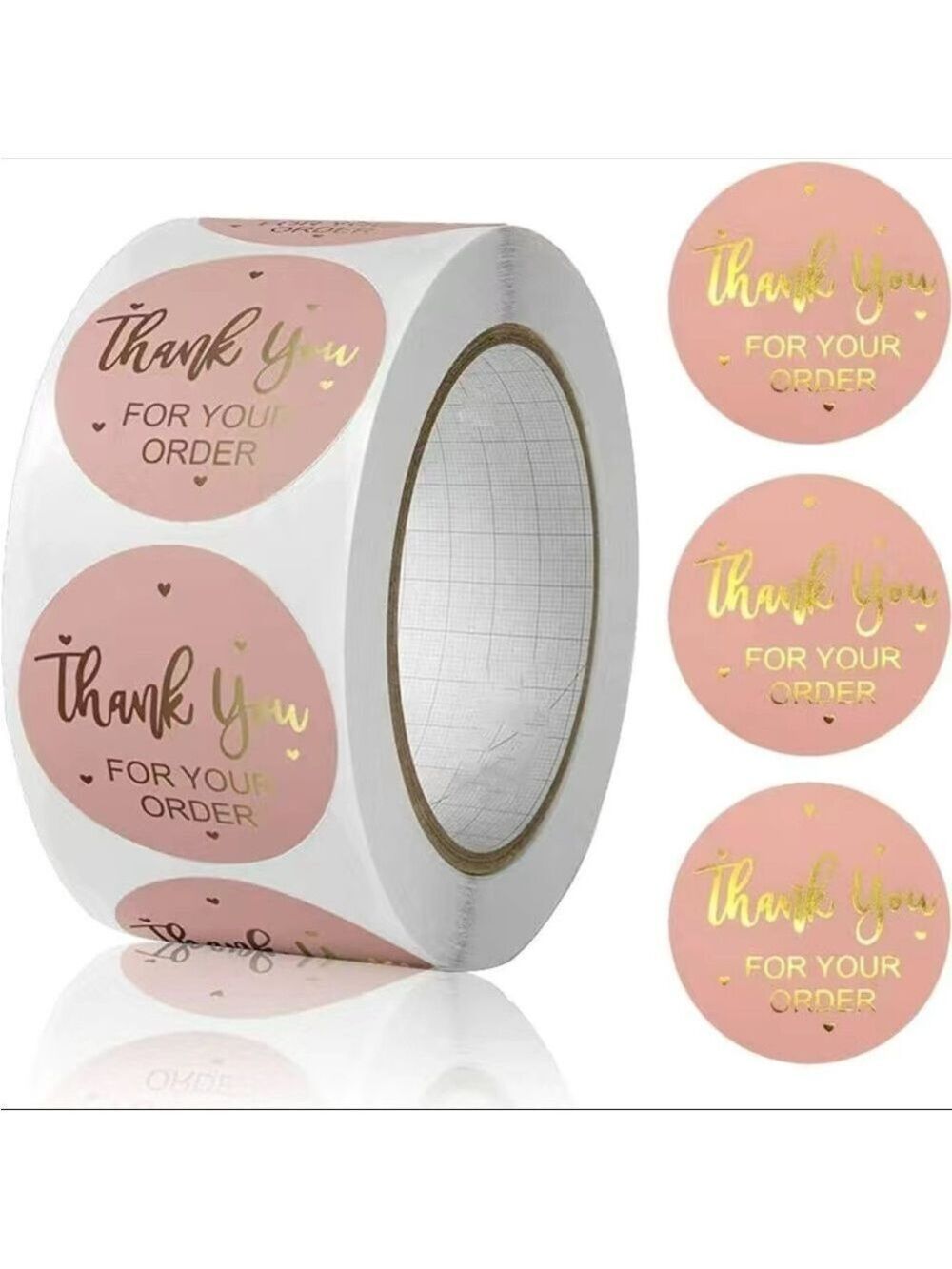 500 1” Roll Pink Thank You FOR YOUR ORDER Stickers PRICE IS FIRM - Picture 1 of 5
